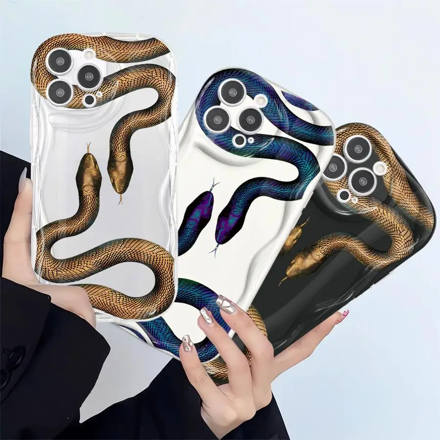 Snake Rose Skull Blvck Phone Case for Apple iPhone 12 Pro 13 Mini XR 15 16 ProMax 14 Plus SE XS Max 11 8 7 Silicone Cover