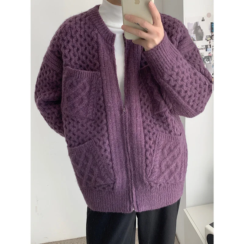 

Winter Thick Cardigan Sweater Men Warm Fashion Zipper Sweater Coat Men Korean Loose Pocket Sweater Cardigan Mens Jumper Clothes