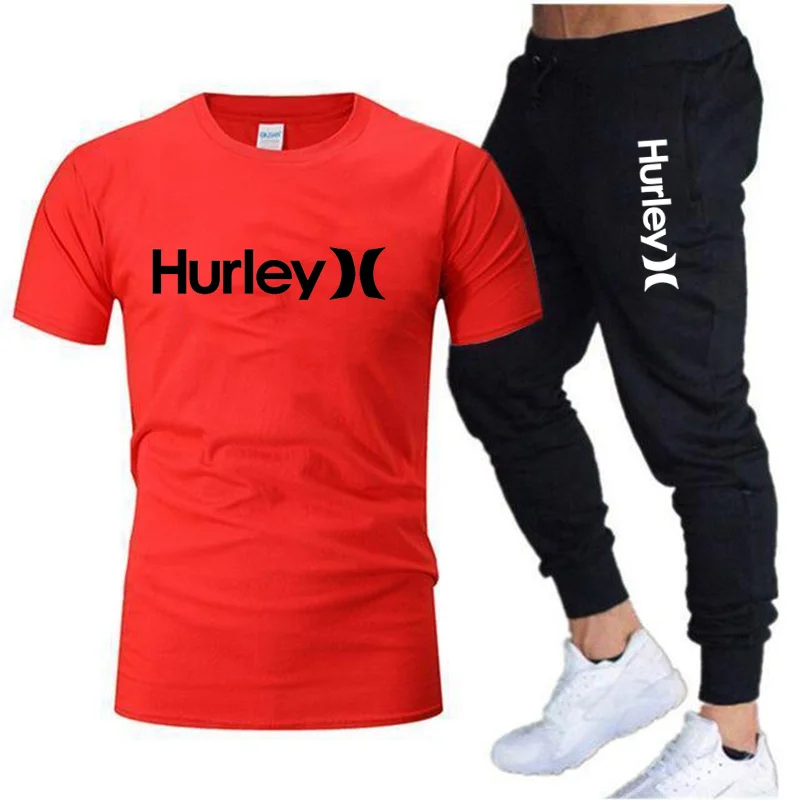 New men's Hurley casual sportswear summer sportswear two-piece T-shirt sportswear men's sweater sportswear T-shirt