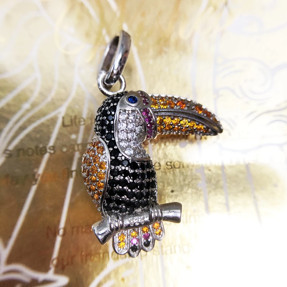 Кулон с разноцветными птицами модное Брендовое ювелирное изделие из