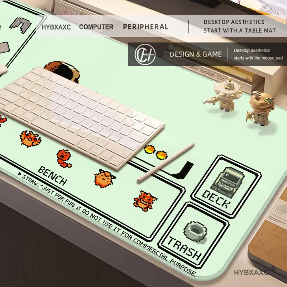 Фото Коврик для мыши HYBXAXC P-Pokemon Pixel Ash Starter P-Pokemon TCG Playmat, нескользящий водонепроницаемый коврик 800X400MM №3