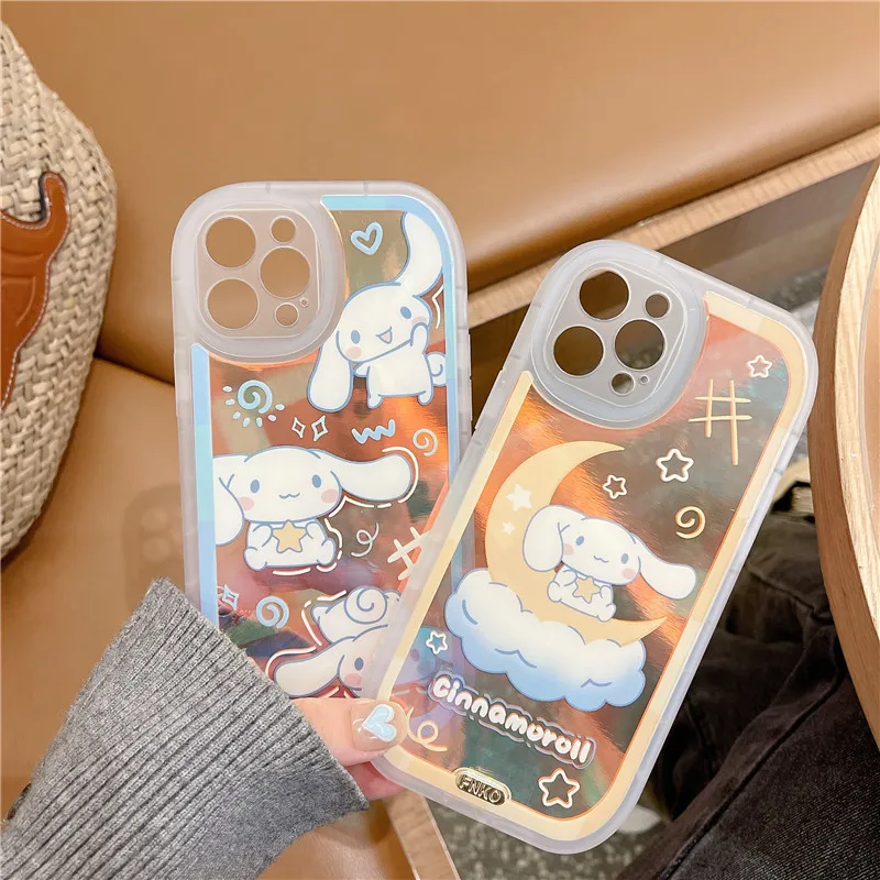 

Laser Cartoon Dog Phone Case for IPhone11 12 13 Pro Max X XR 7 8 Plus SE Cover Transparent IPhone Case Fall Protection Shell