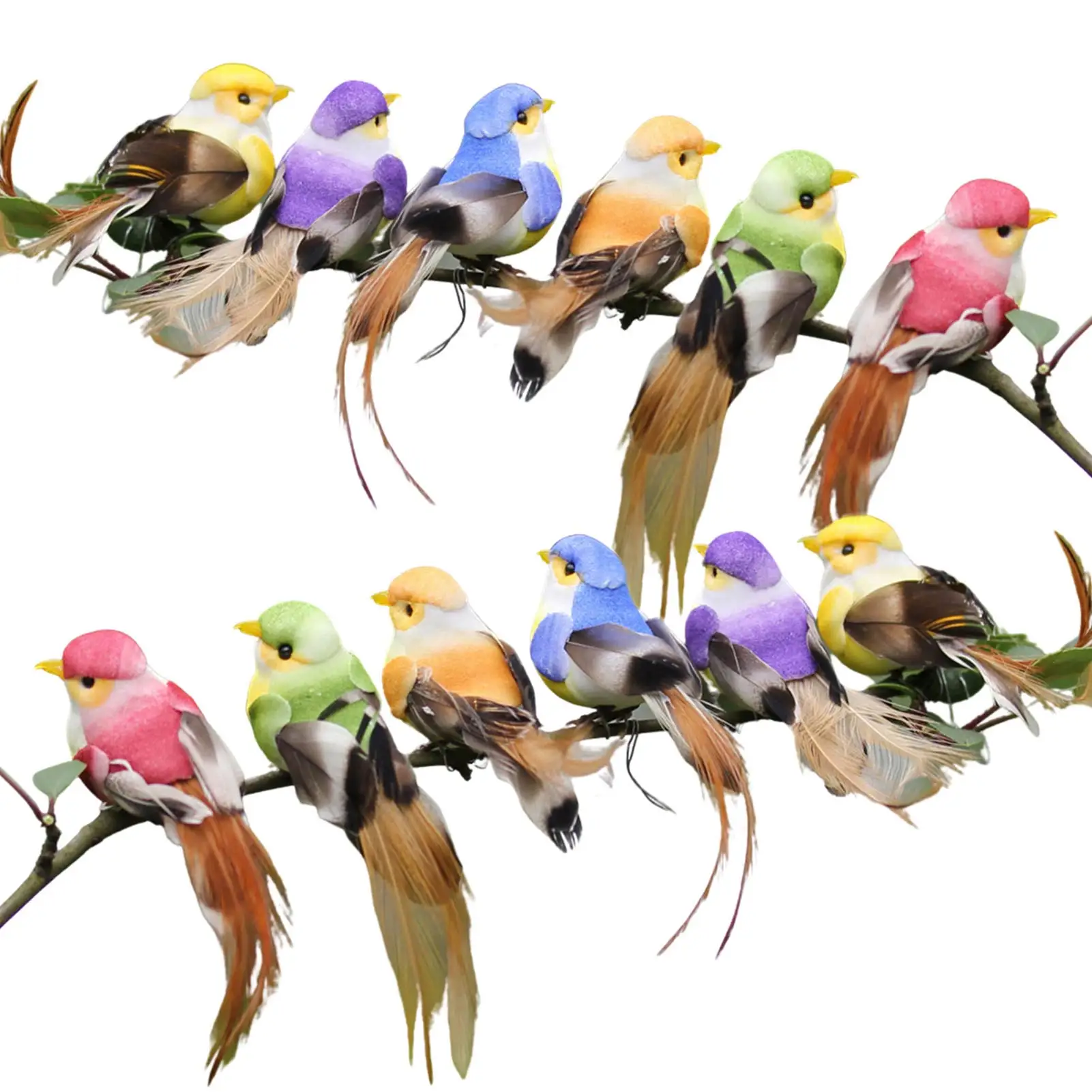 

Artificial Bird Realistic Artificial Foam Mini Bird 12Pcs Decorative Fake Birds With Claw For DIY Craft Wedding Decoration Home