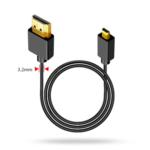 Mini HDMI и Micro HDMI 2,0 версия 4K ультратонкий гибкий кабель Mini Hdmi 4K тонкий и мягкий короткий кабель OD3.2 20 см 30 см 50 см 1 м