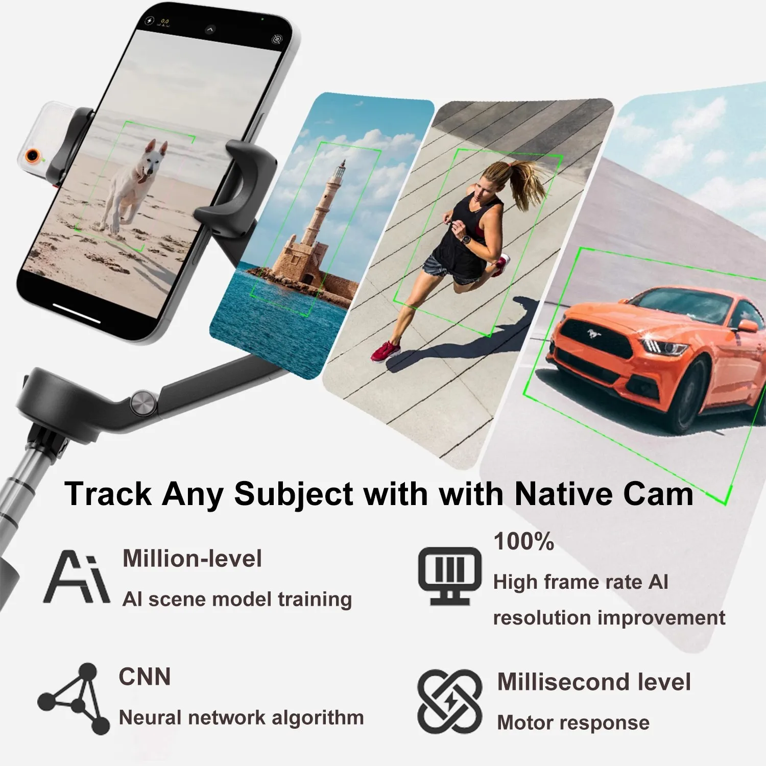 Фото Hohem brunady V3 Ultra Стабилизатор для смартфона Ai Отслеживание лица 3-осевой подвес для телефона Встроенная палка для селфи Портативный iPhone15/Samsun №2