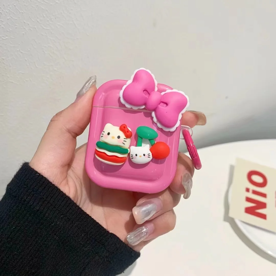 

3D Sanrio Hello Kitty cute cherry Case for Apple AirPods 1 2 3 Pro Cases Cover For IPhone Bluetooth Earbuds Earphone Case