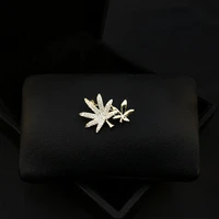 cute maple leaf small brooch woman pin fixed clothes button collar pin high grade badge accessories crystal jewelry cardigan pin