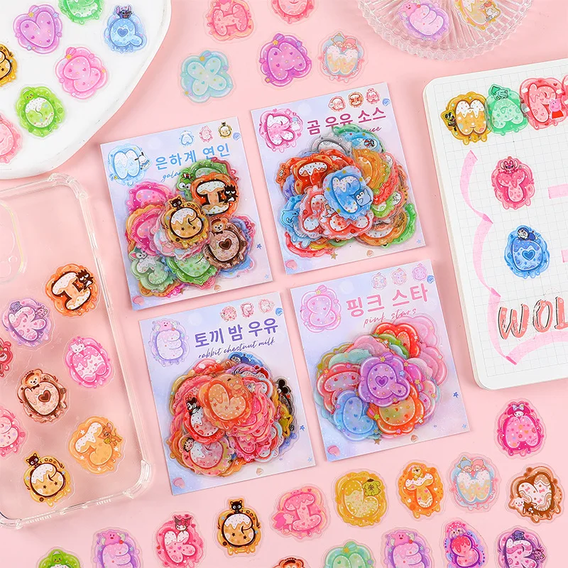

52 pcs/pack Kawaii Mini Labels Stickers aesthetic Cute Cartoon DIY Diary Album hand made Stationery Sticker