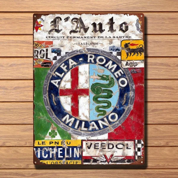

Alfa Romeo Locomotive Retro Metal Tin Sign Poster Plaque Bar Pub Club Cafe Home Plate For Wall Decor Art Home Decora