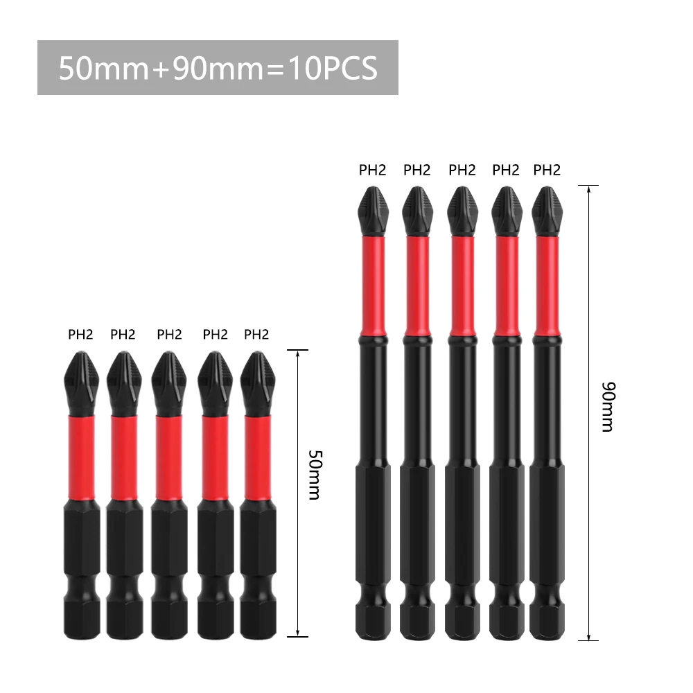 

LAVIE 1/4 дюйма с шестигранным хвостовиком, сильный магнитный материал 5A S2, PH2 X 50 мм, 70 мм, 90 мм, нескользящая отвертка P04PH2050