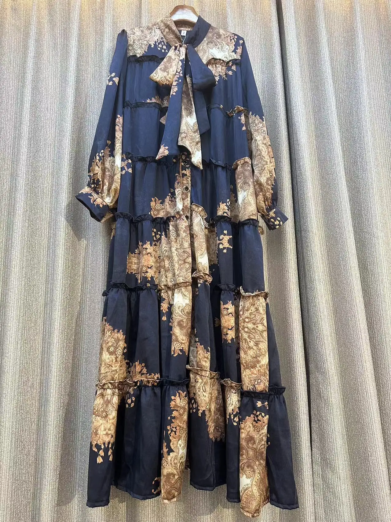 Женское подиумное модное осеннее повседневное свободное платье с длинным