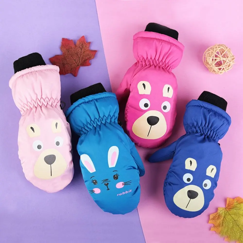 Зимние Детские лыжные перчатки с милым медведем, плотные теплые Нескользящие варежки, водонепроницаемые ветрозащитные спортивные перчатки для детей Зимние Детские лыжные перчатки с милым медведем, плотные теплые Нескользящие варежки, водонепроницаемые ветрозащитные спортивные перчатки для детей