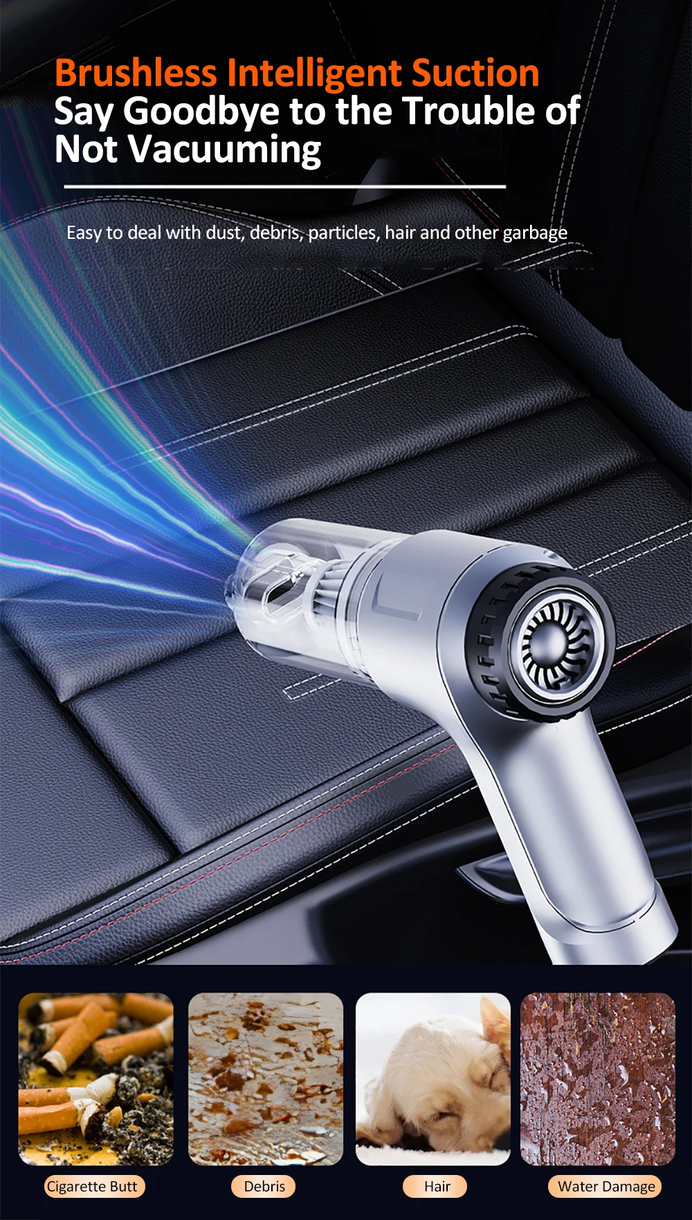 Беспроводной ручной мини-пылесос для автомобиля 11000 па 4 в 1