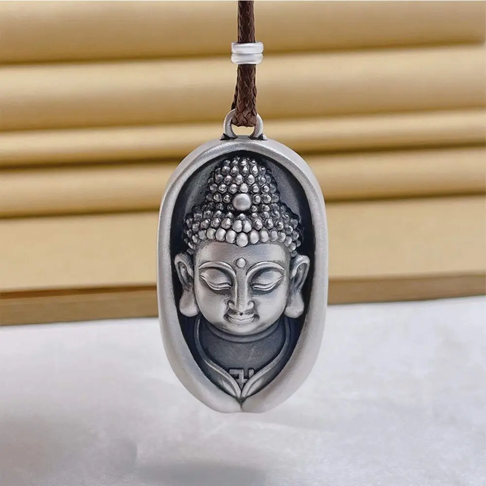 

Pure S999 Sterling Silver Hollow Coin Pattern Buddha Hand Lotus Pendant 20g