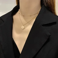 joker temperament rose gold plated titanium steel circle neck chain letters goth jewelry necklace for women pendant necklaces