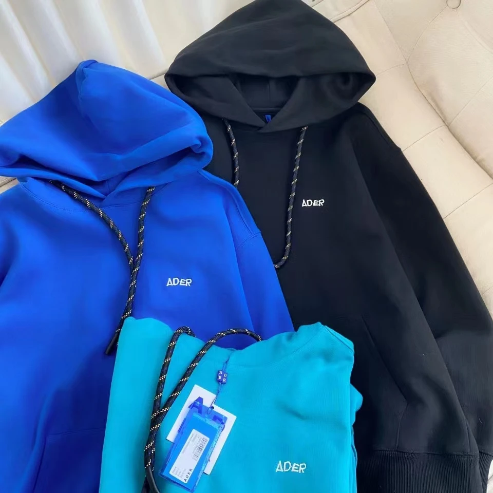 

2022 Spring Autumn niche fashion brand ADER hooded sweatshirt embroidered lettering small logo couple drawstring hoodie coat