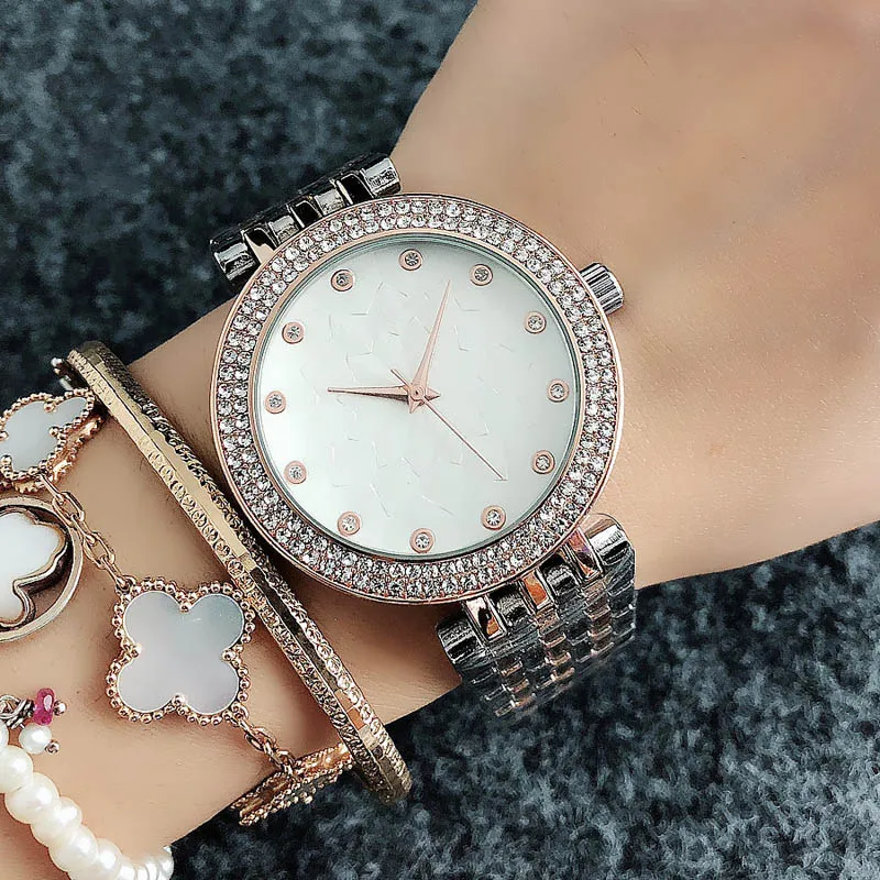 Brand Wrist Watches Women Girl Ladies Crystal Style Quartz Casual Steel Metal Band Clock m101