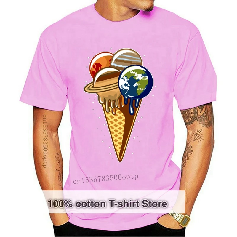 Ice Cream Planets T-Shirt Space Shirt Science Tshirts Geek Shirts Mens Kids Loose Size Top Tee Shirt