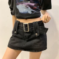 y2k retro denim short skirt sexy slim hot girl low waist korean version black a line mini skirt summer 2022 party club