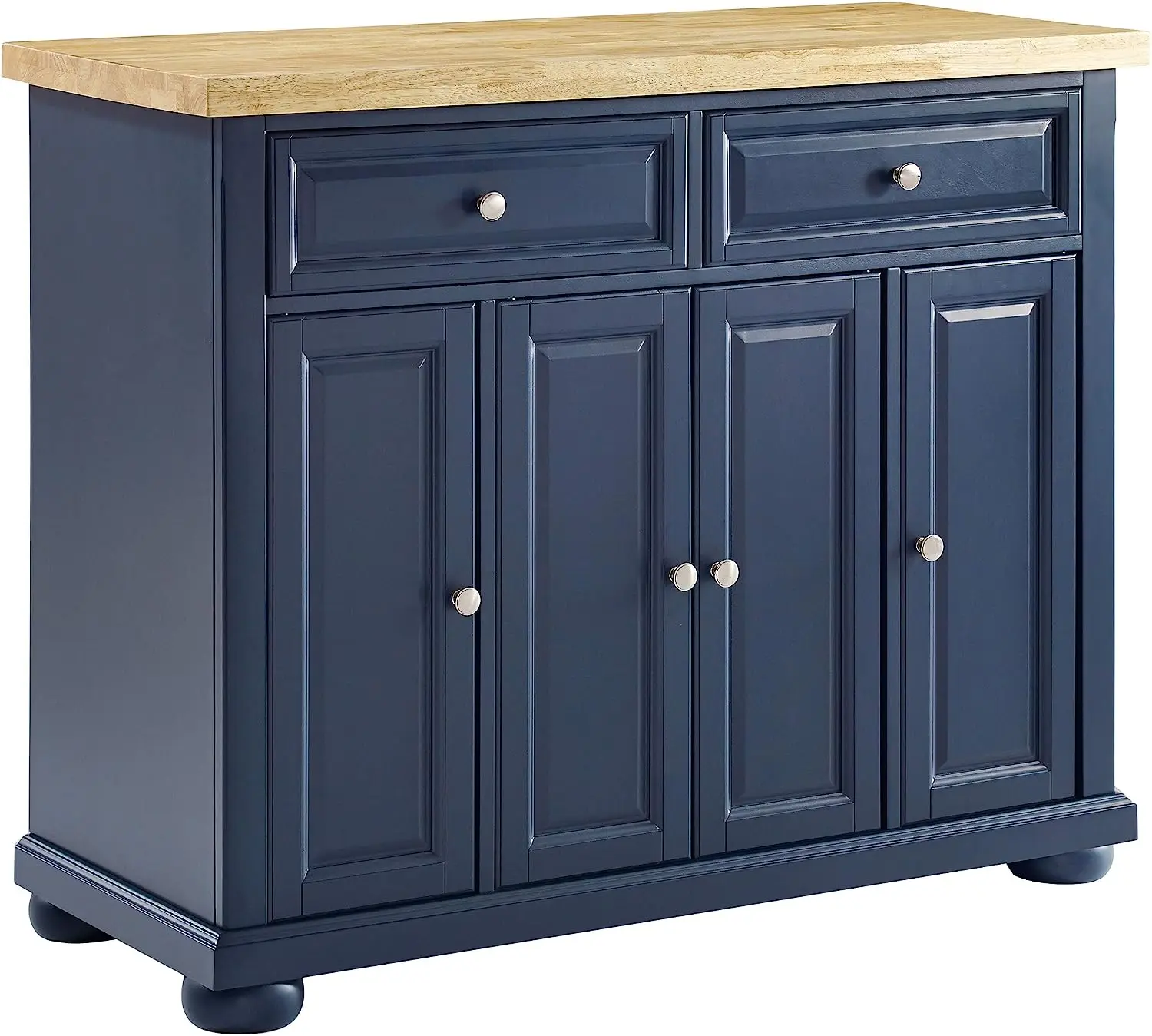 

Kitchen Island with Butcher Block Top, Navy