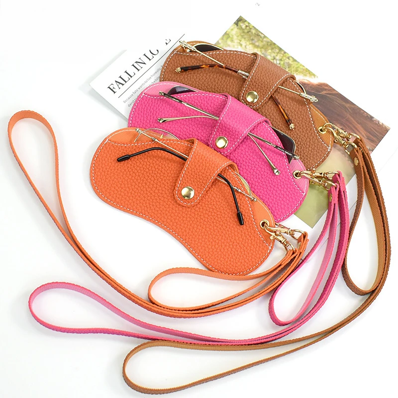 

Popular Serpentine Sunglasses Cases Solid color Sunglasses Bag Glasses Case PU Leather Glasses Protective Sleeve