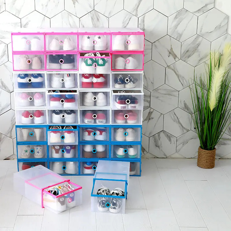 

6Pcs/Set Folding Drawer Storage Boxes Combination Transparent Dust-Proof Shoes Box Portable Home Multifunction Organizer Drawer