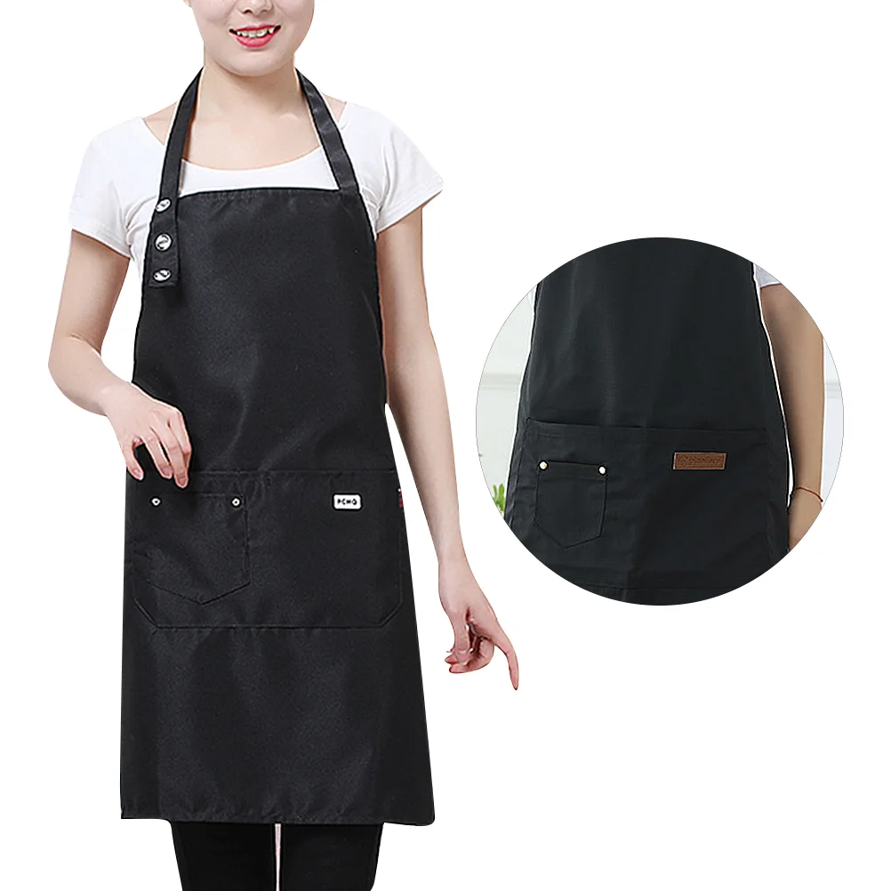 

Waterproof Pinafore Simple Cooking Aprons Unisex Workplace Aprons Oil-proof Apron for Kitchen Restaurant Home Garden (Black