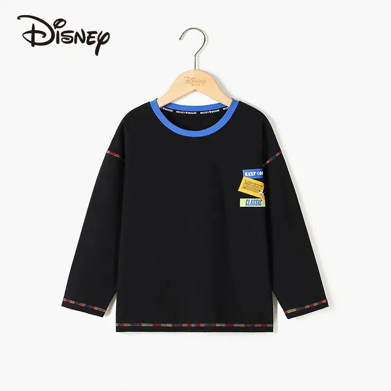 Disney T-Shirt Bottoming Shirt Casual Long Sleeve Cotton Boys Top Sports Sweat-absorbent Spring and Autumn Children's Cartoon