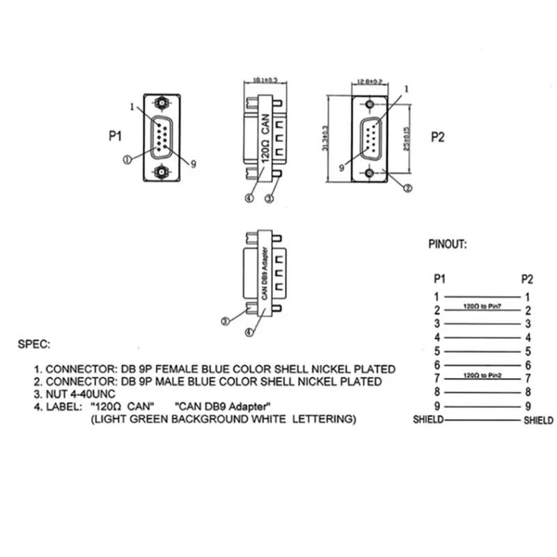 Резистор клемм шины CAN с разъемом DB9 папа-мама со встроенным последовательным