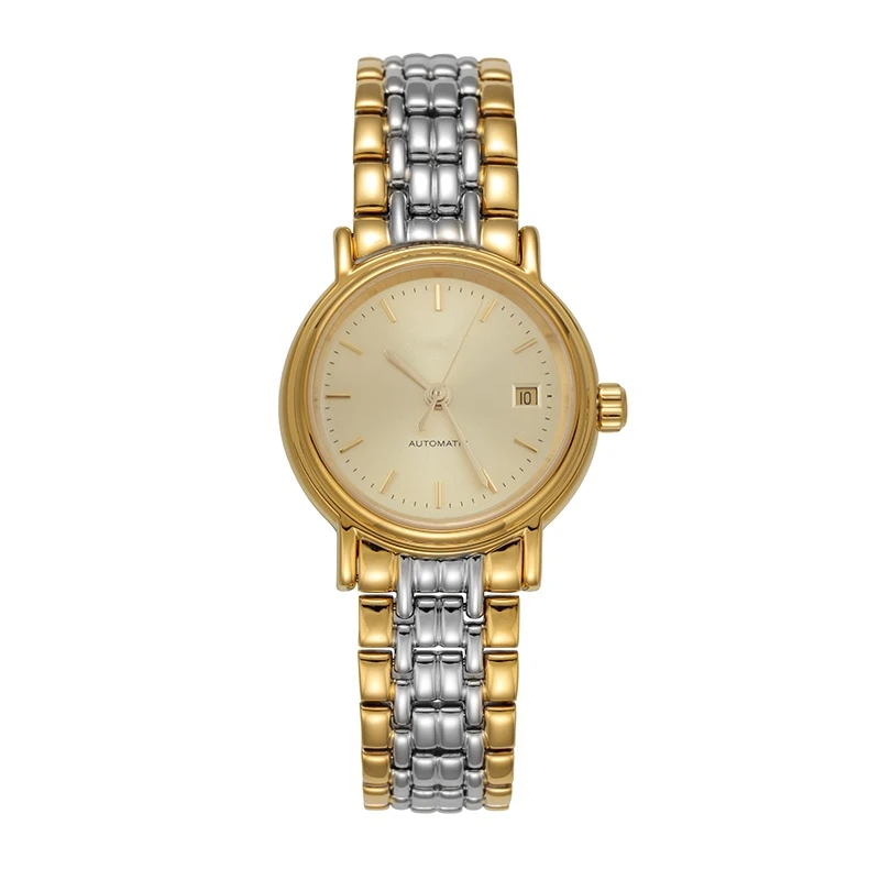 

Высококачественные женские наручные часы с кварцевым механизмом и браслетом из нержавеющей стали, с золотым циферблатом и сапфиром