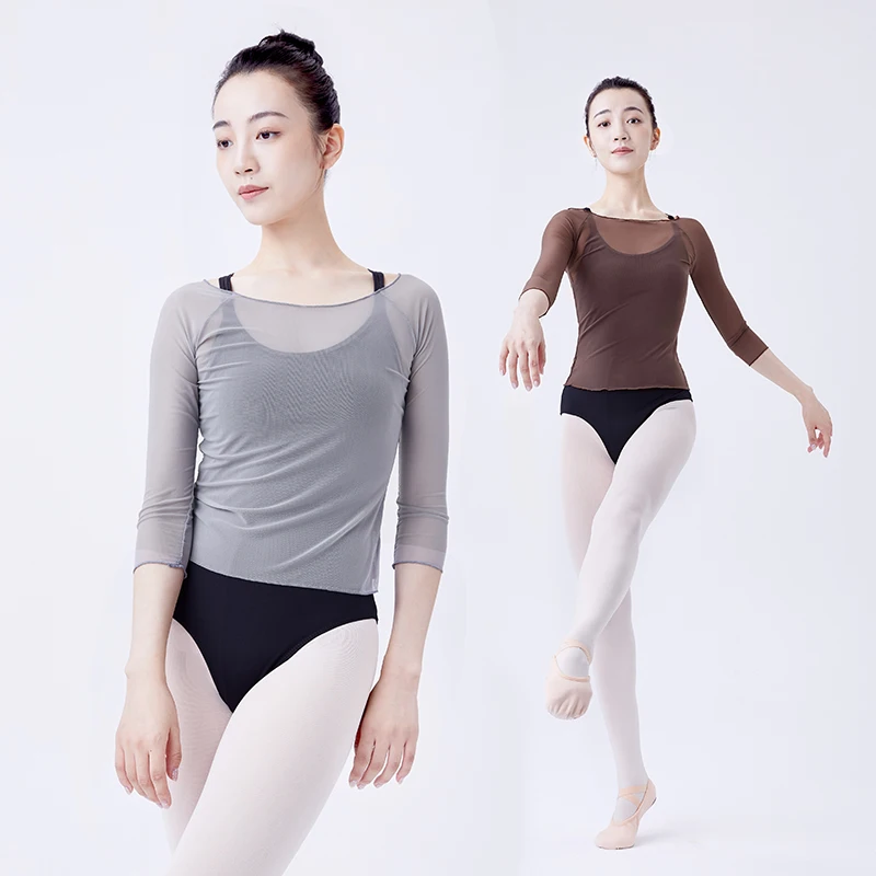 Женские сетчатые топы для танцев нейлоновая прозрачная блузка танцевальный