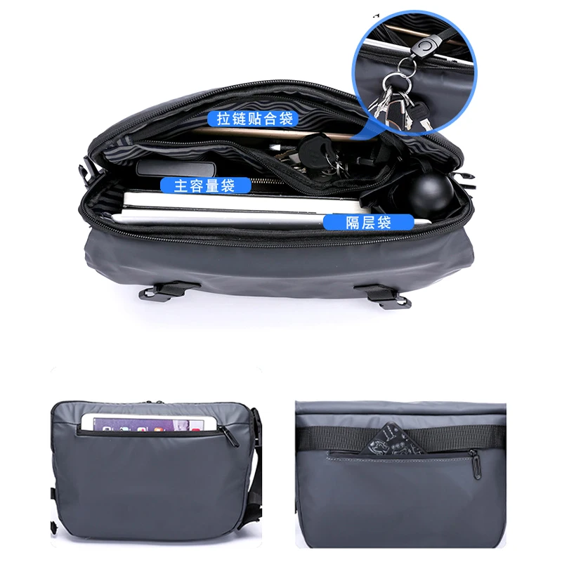 New Street Trend Men'S Shoulder Chest Bag Large Capacity Oxford Outdoor Sports Shoulder Messenger Bag Leisure Travel Phone Pouch