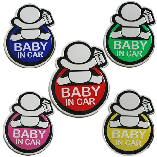 

Baby In Car Aluminum Sticker For Nissan TIIDA X-TRAIL Qashqai Skoda Octavia Fabia Renault Clio For HYUNDAI IX35