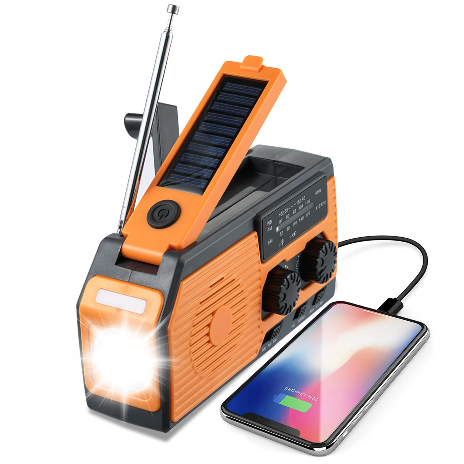 

5000mAh NOAA Emergency Weather Radio Solar Hand Crank RADIO Receiver Mini Portable AM/FM Weather Radio With SOS Alarm LED