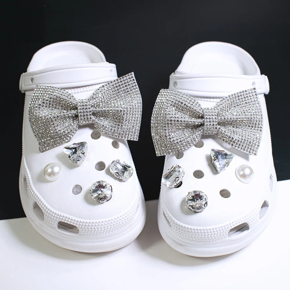 DIY Girls Shoe Decoration Buckle Charms Accessorie snowflake bowknot Crystal diamondCombination for croc Kid Party Gift