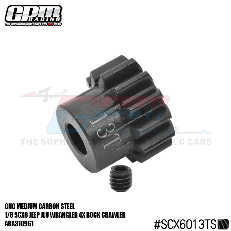 Мотор-шестерня из высокоуглеродистой стали GPM 13T для AXIAL 1/6 SCX6 Jeep Jlu Wrang Ler 4Wd