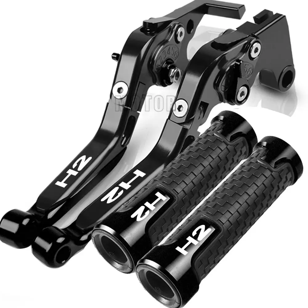 

H2 logo CNC Motorcycle Adjustable Brake Clutch Levers Handlebar Handle Grips End For Kawasaki Ninja H2 SX SE 2015 2016 2017 2018