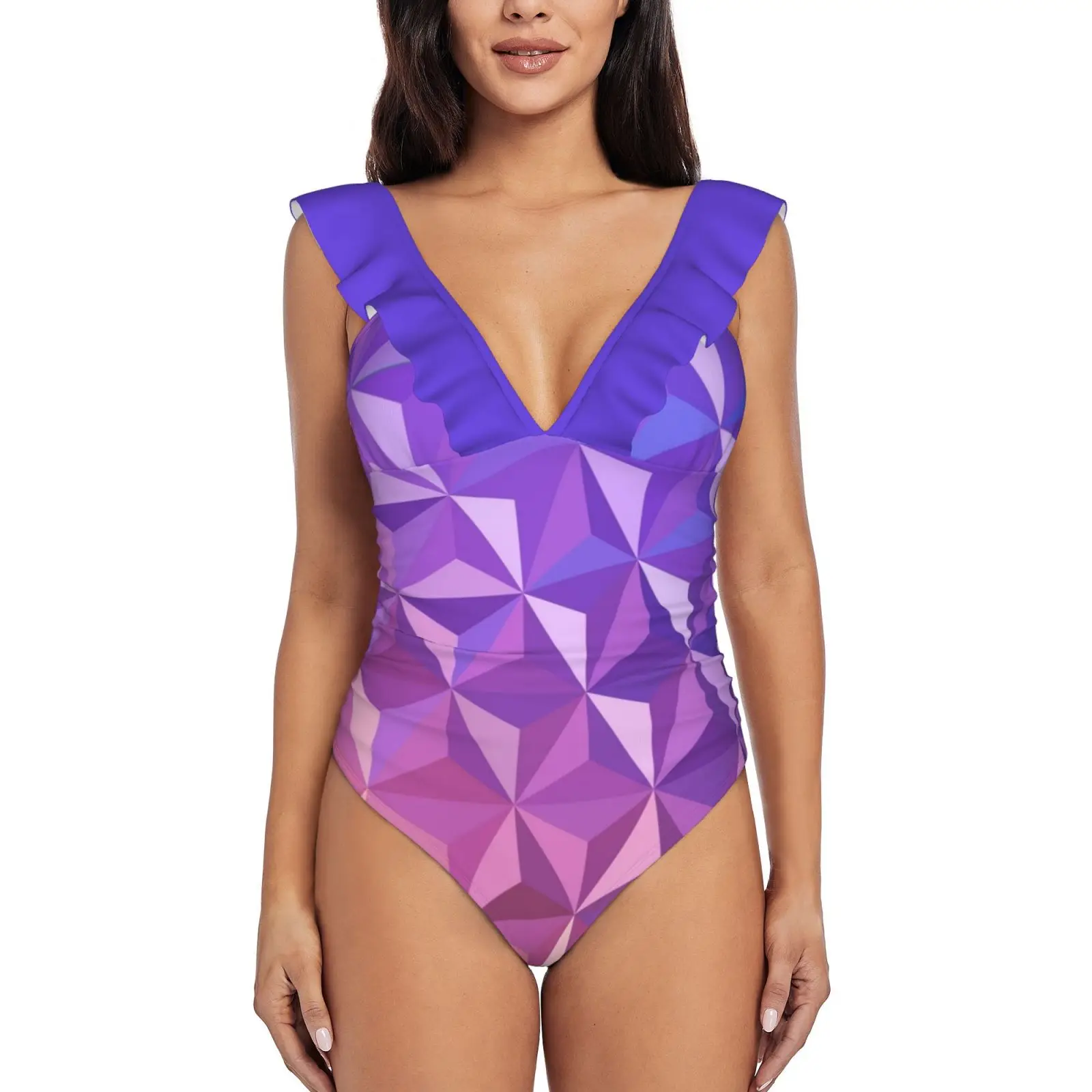 

Пикантный слитный купальник с низким полиэтиленовым космическим кораблем (закат), женский купальник с оборками, Женский монокини с принтом,...