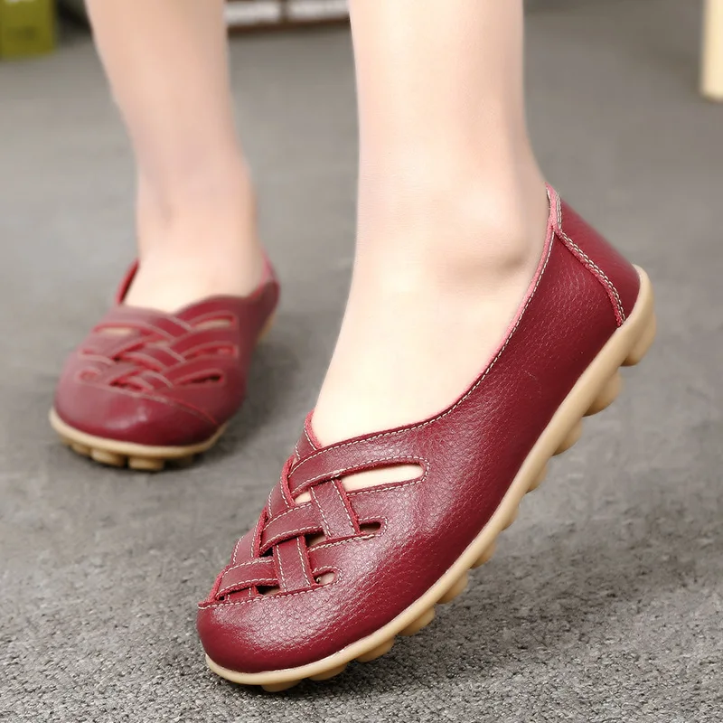 

Genuine Leather Women's Shoes Flats Loafers ladies shoes Slip On Women's Loafers Femme Moccasins Female Ballet tenis feminino