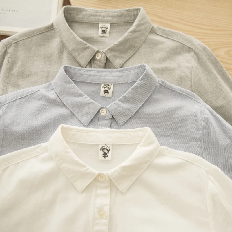 3-месячные однотонные рубашки женские осенние и зимние из матового хлопка