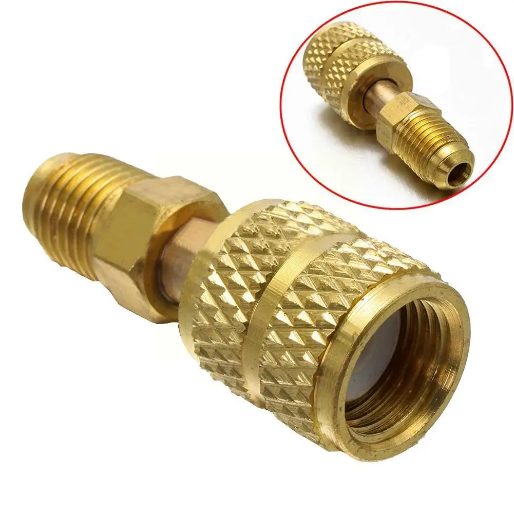 Buy Adapter to 5/16&quotcharging Hose Pump R410A Brass for Refrigerant HVAC Mini Split Air Conditioners 1/4" Power Tool Parts R410 R8O3 on