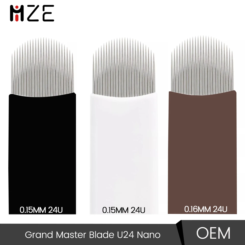 Фото Иглы для нано-микроблейдинга Grand Master Blade U24, диаметр 0,15 мм, 0,16 мм, форма 24U, ультратонкие наноиглы, острые штрихи, брови, 20 шт. №1