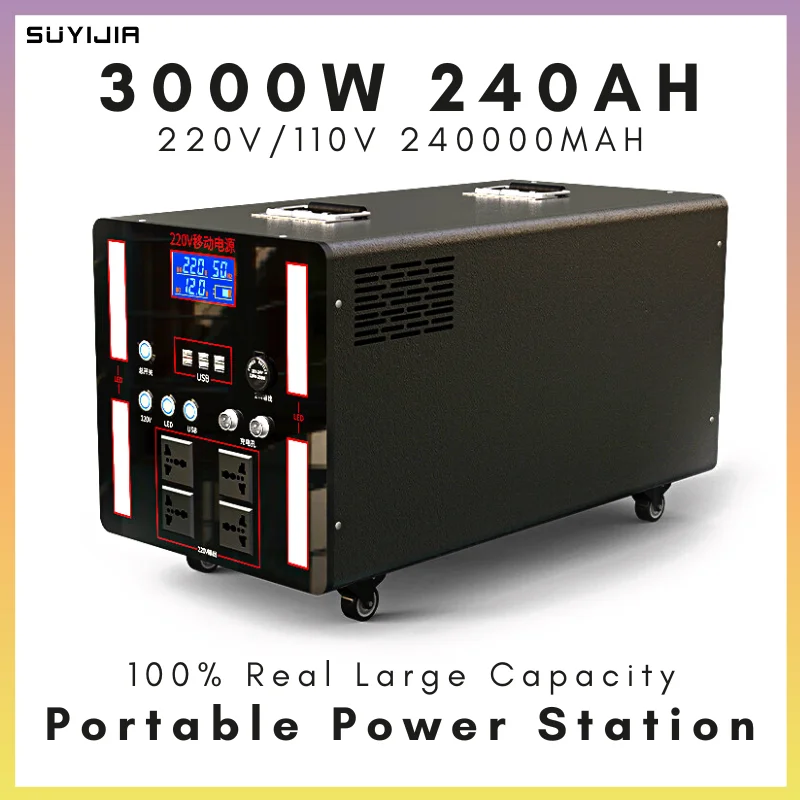 

3000W Portable Power Station 240Ah Solar Generator Power Supply 220V/110V Emergency Energy Storage Battery Power Bank Camping