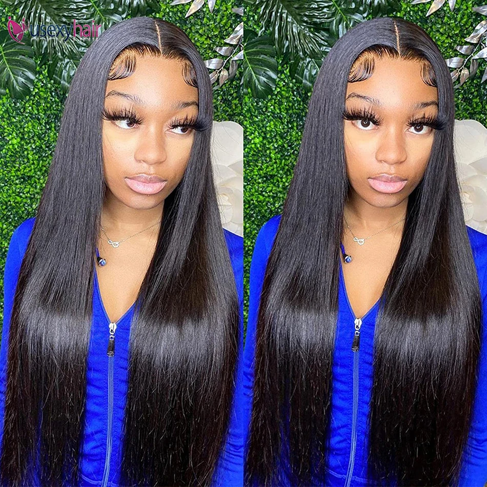 

13x6 Straight Lace Frontal Lace Front Human Hair Wigs Remy Hair 180% Density Wigs Malaysian Hair Natural Color HD Transparent