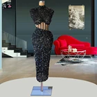 Вечерние платья-русалки с бисером и блестками, 2022, вечернее платье знаменитости, элегантные платья для выпускного вечера, коктейльное платье длиной ниже колена