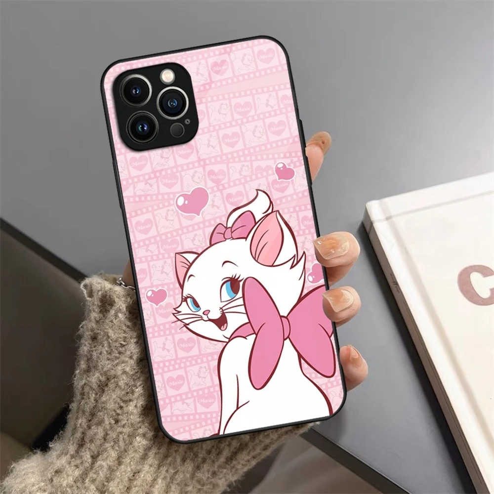 Чехол для телефона из закаленного стекла с аниме Мари-котом iPhone 13 14 16 12 15 11 Pro XS Max