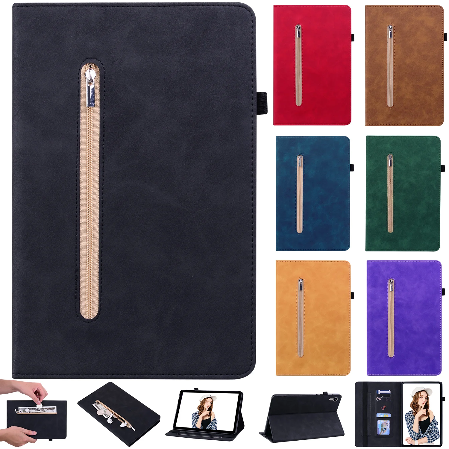 

Case For Xiaomi Pad 6 11.2 inch Flip PU Leather Zipper Cover with Holder Soft TPU Back Shell For Xiaomi MiPad 6 2023 Funda