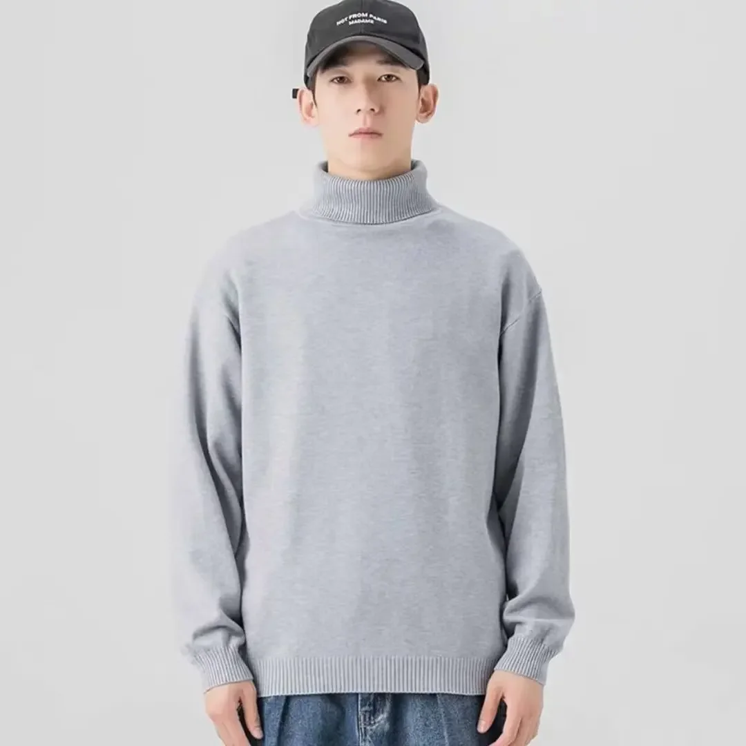 Мужской свитер-поло/путышковый воротник базовый слой осень/зима новый стиль