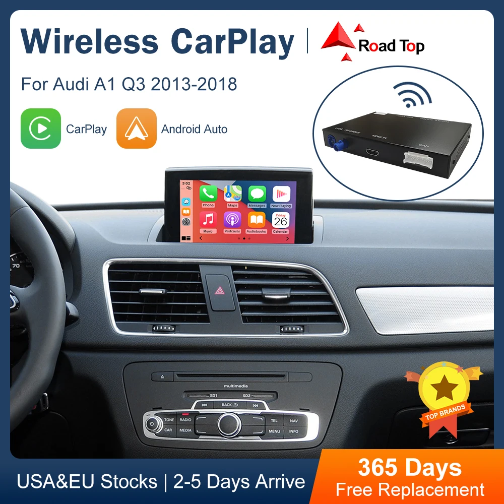 Road Top Wireless CarPlay Android Auto интерфейс для Audi A1 Q3 RMC 2013-2018 с функциями воспроизведения