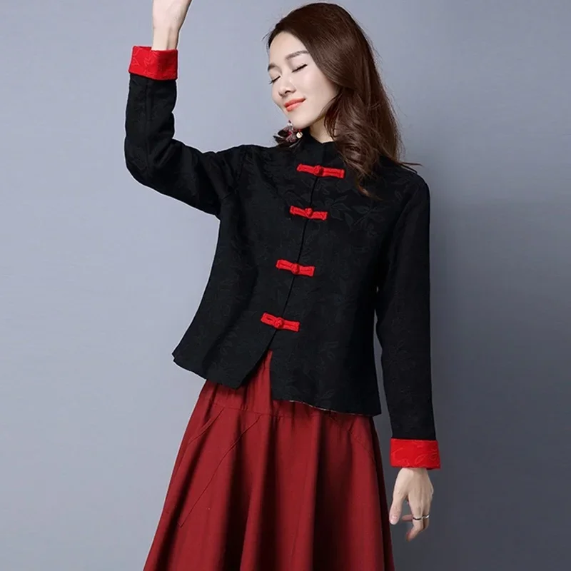 Новогодняя одежда в китайском стиле Женский винтажный костюм ханьфу из хлопка и